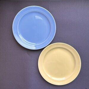 2 Lu-Ray Pastels Plates 6–1/4” Blue Yellow Bread and Butter